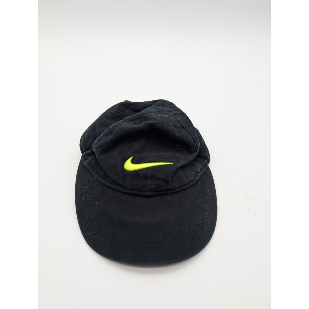 Nike Toddler Boys Girls Black Lime Green Swoosh Adjustable Baseball Hat Cap